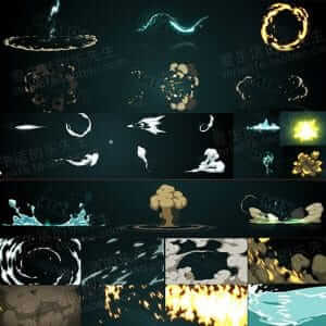 120组风火水雷电手绘卡通漫画MG动画AE模板-伊丞小站（YLIMHS.COM）