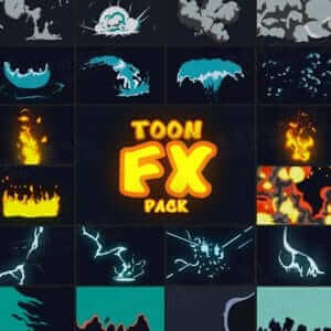 2D卡通动画元素火焰烟雾水流闪电转场特效AE模板-伊丞小站（YLIMHS.COM）