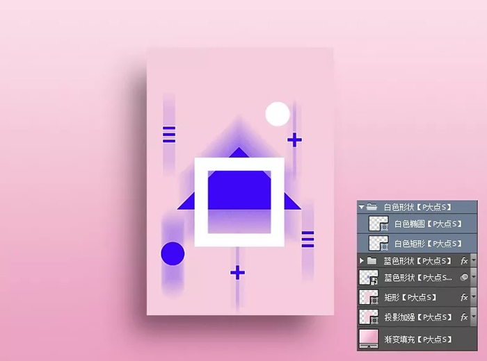 【配色海报制作】红蓝撞色的几何形状