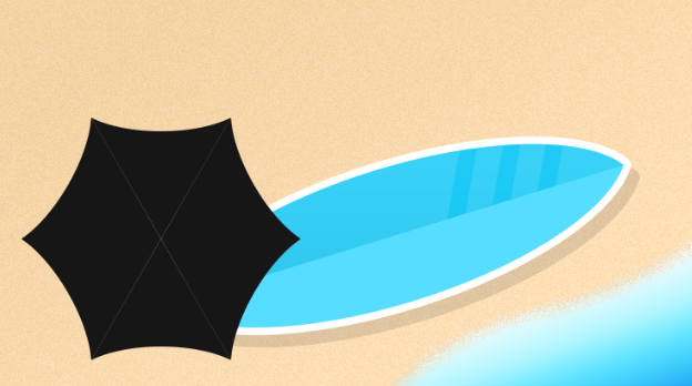 PS鼠绘教程! 简约风格沙滩插画绘制