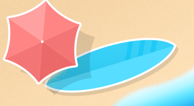 PS鼠绘教程! 简约风格沙滩插画绘制