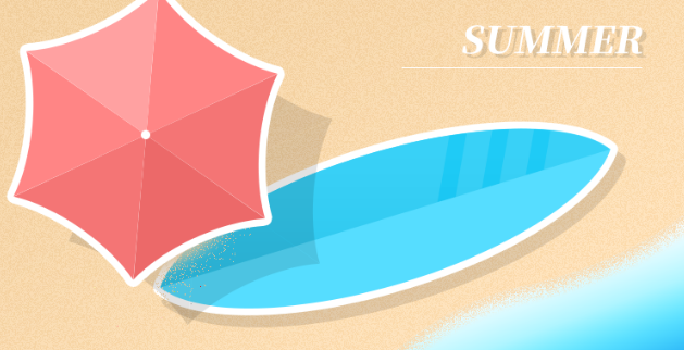 PS鼠绘教程! 简约风格沙滩插画绘制