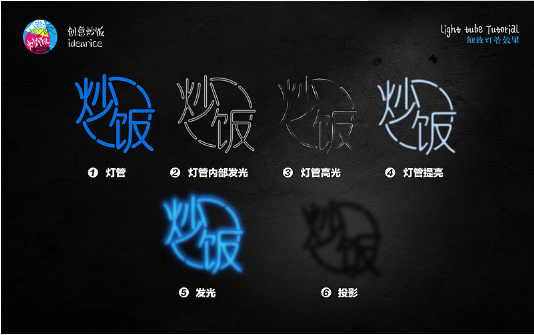 PS霓虹灯管艺术字绘制教程