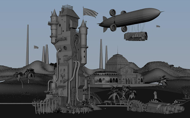 场景模型教程:"蒸汽朋克"之城制作解析