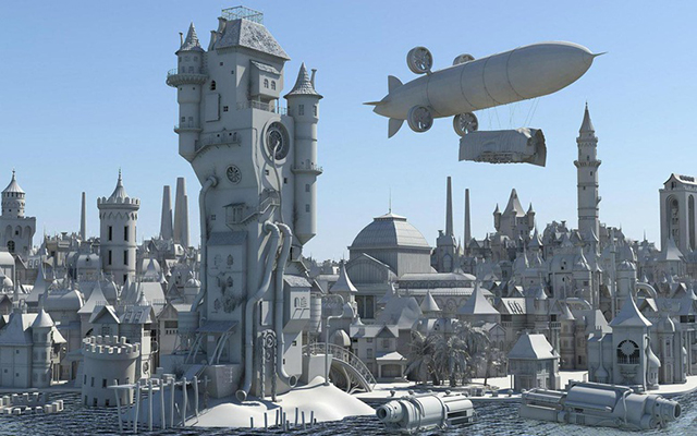 场景模型教程:"蒸汽朋克"之城制作解析