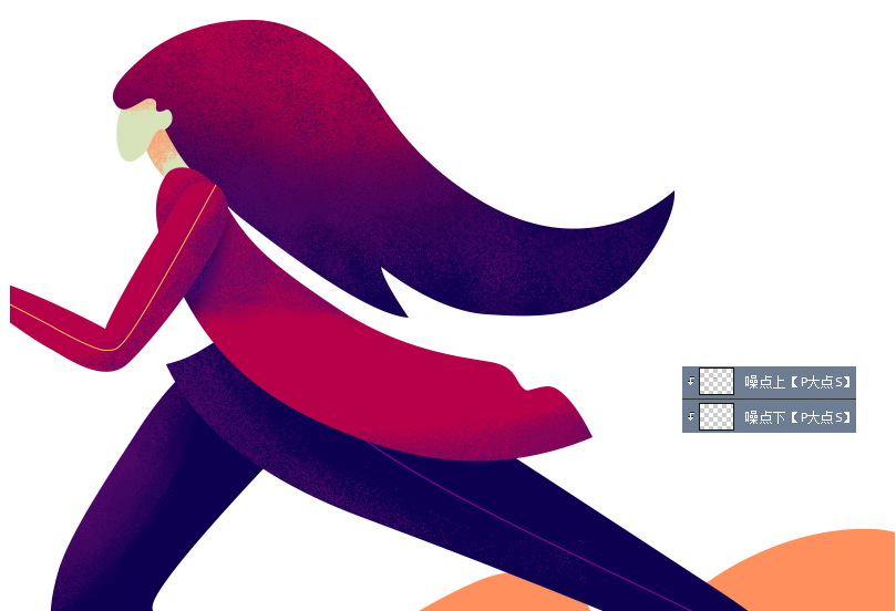 噪点插画：用PS给滑板车人像添加噪点