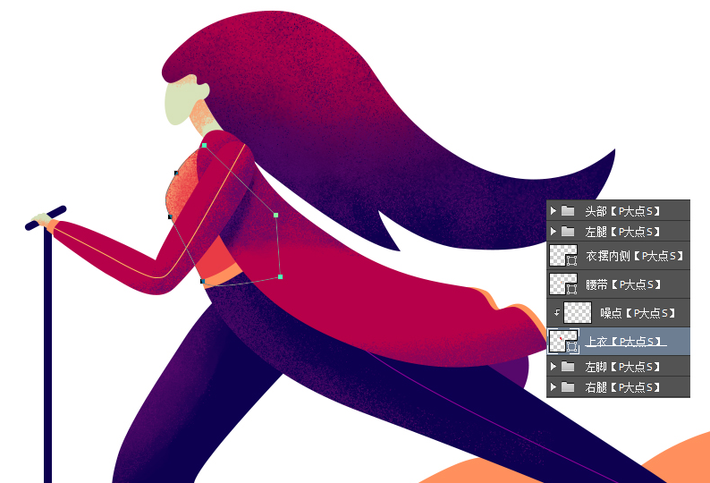 噪点插画：用PS给滑板车人像添加噪点