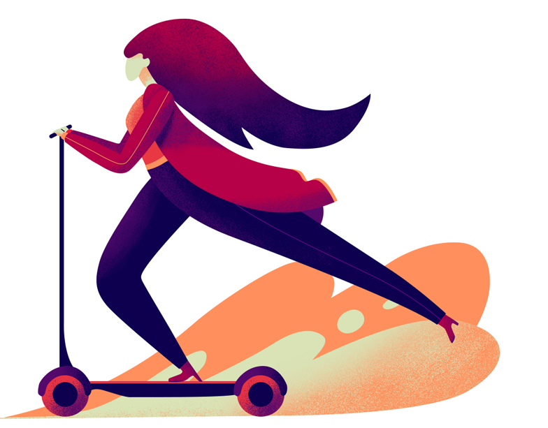 噪点插画：用PS给滑板车人像添加噪点