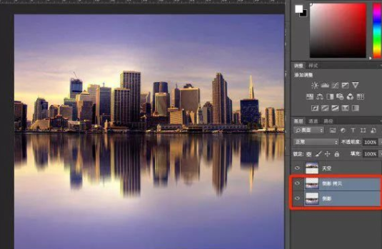 PS制作倒影的波纹效果教程