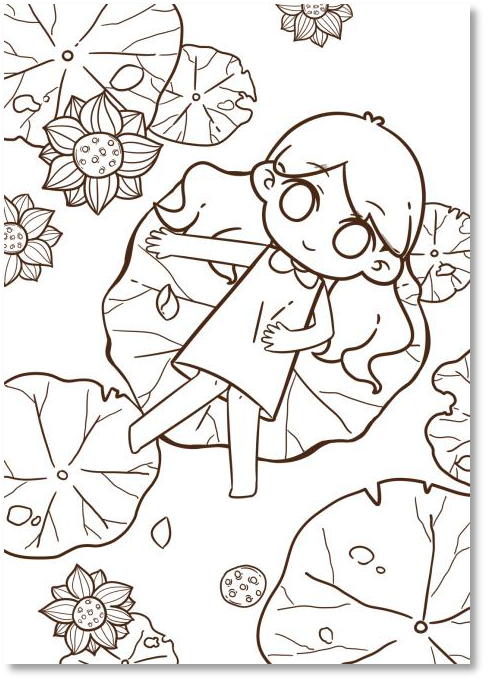 手绘插画教程：绘制荷塘夜景