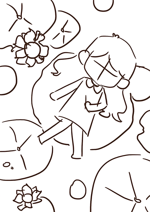 手绘插画教程：绘制荷塘夜景