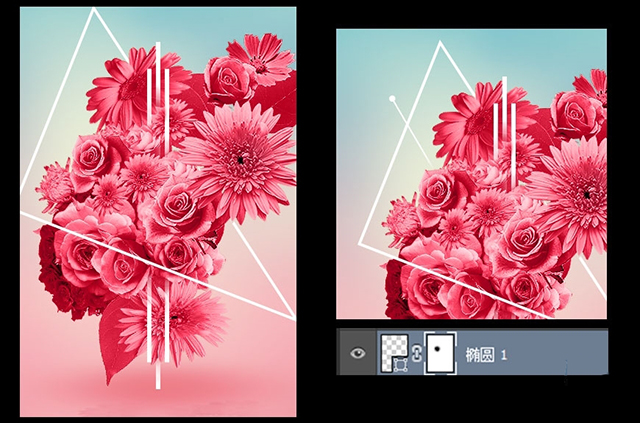 PS海报制作教程:花团锦簇的穿插文字效果