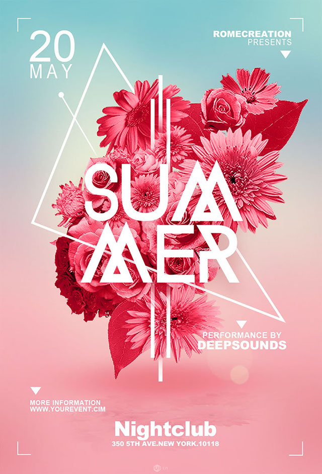 PS海报制作教程:花团锦簇的穿插文字效果