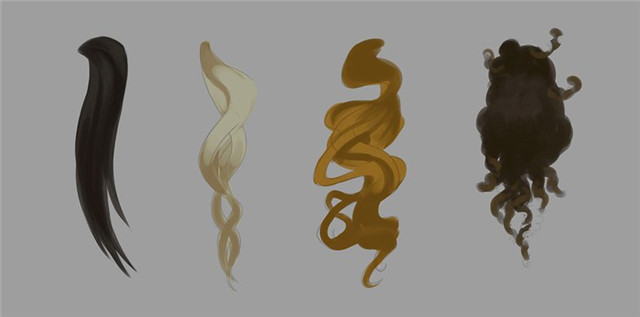 PS绘画教程：四种基本头发类型的绘制