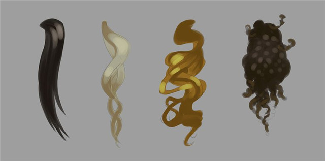 PS绘画教程：四种基本头发类型的绘制