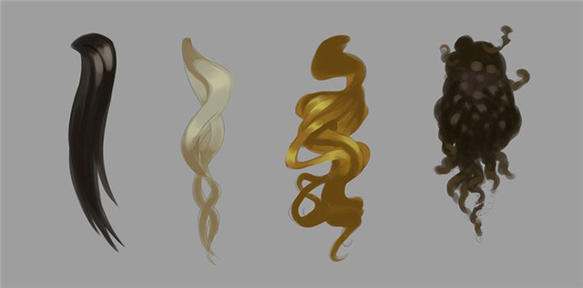 PS绘画教程：四种基本头发类型的绘制