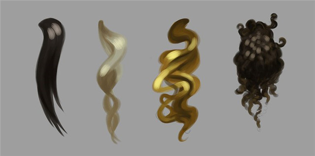 PS绘画教程：四种基本头发类型的绘制