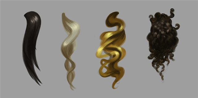 PS绘画教程：四种基本头发类型的绘制