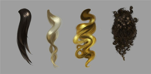 PS绘画教程：四种基本头发类型的绘制