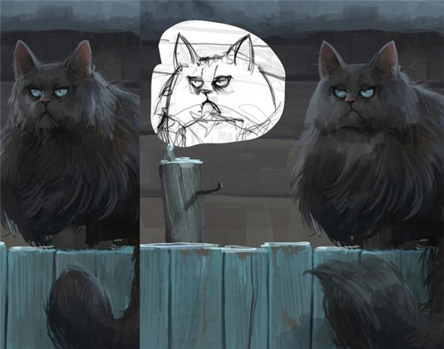 原画教程：PS制作霸气侧漏的猫