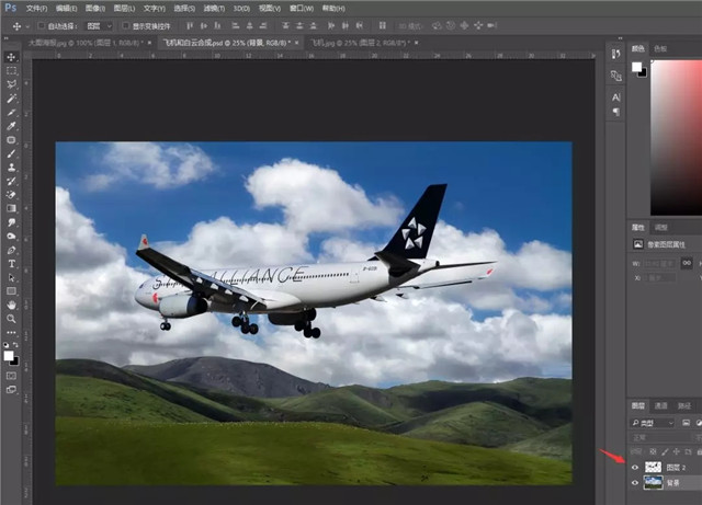 PS制作飞机云朵合成教程