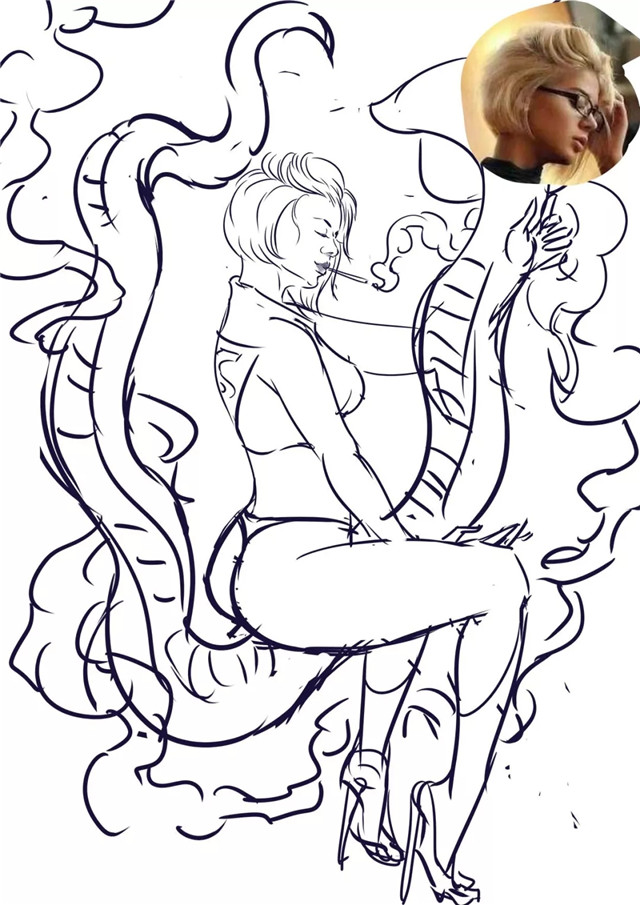 PS绘制性感小姐姐插画教程