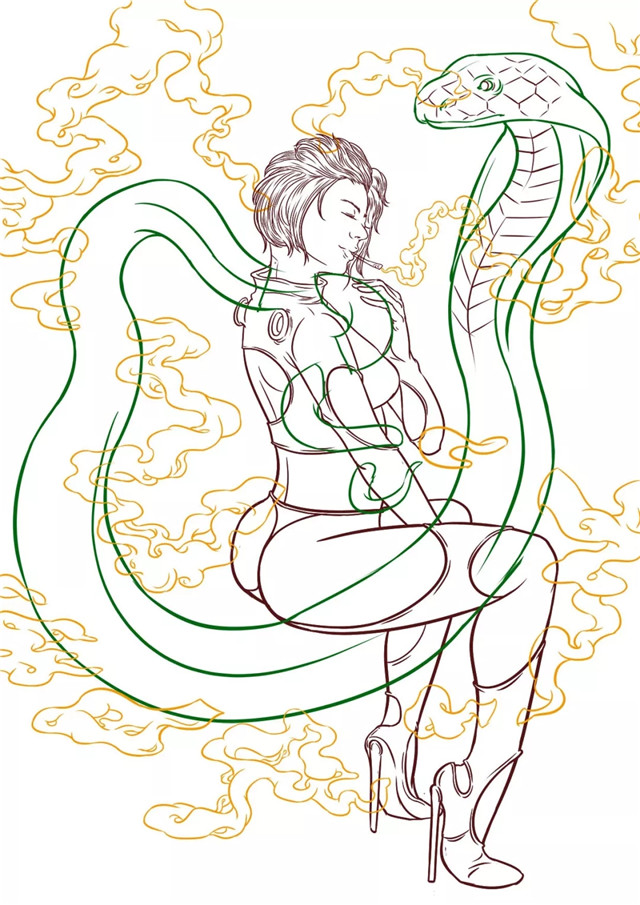 PS绘制性感小姐姐插画教程