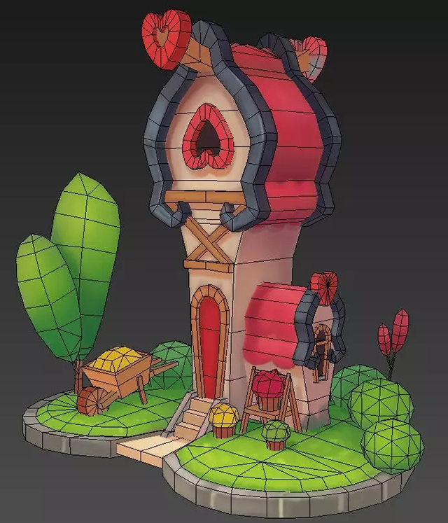 游戏模型手绘场景《小红房》案例制作教程（四）