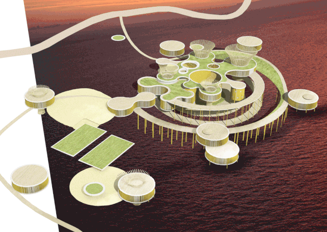 水彩画风格滨水建筑效果图制作教程