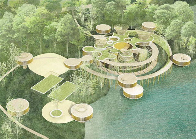 水彩画风格滨水建筑效果图制作教程