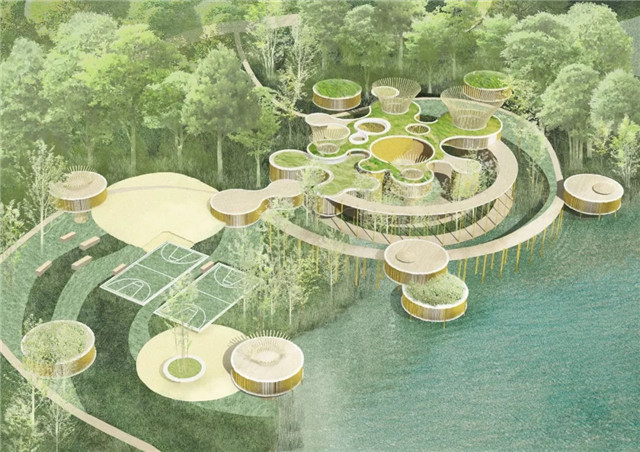 水彩画风格滨水建筑效果图制作教程