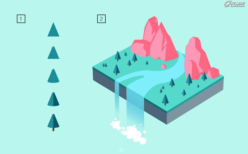 【原创】悬浮森林！AI绘制3D矢量风格插画