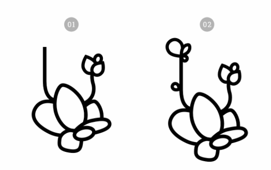 ai教程：多肉植物扁平风线体插画