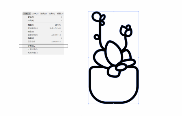 ai教程：多肉植物扁平风线体插画