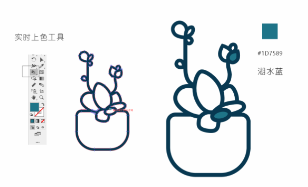 ai教程：多肉植物扁平风线体插画