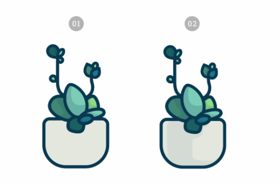 ai教程：多肉植物扁平风线体插画