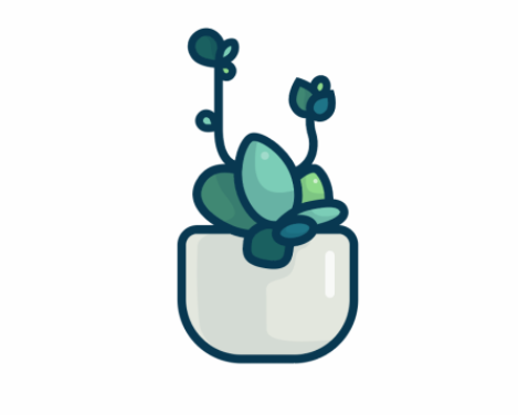 ai教程：多肉植物扁平风线体插画