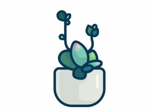 ai教程：多肉植物扁平风线体插画