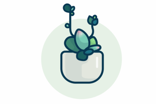 ai教程：多肉植物扁平风线体插画