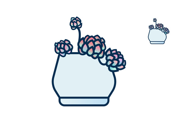 矢量线条插画教程：AI彩绘多肉