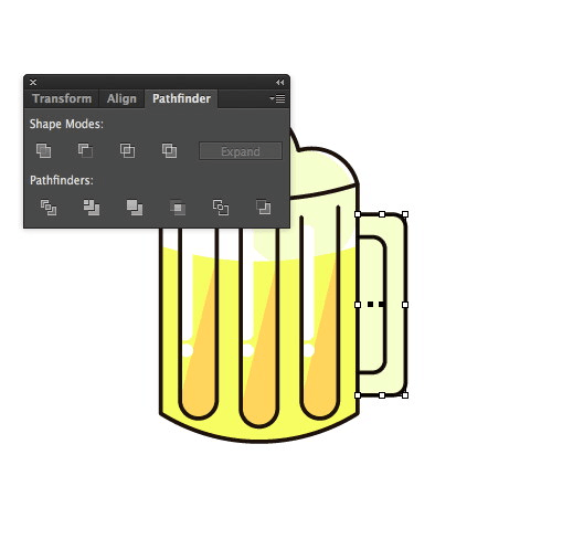 AI绘制卡通风格啤酒和热狗图标教程