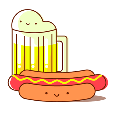 AI绘制卡通风格啤酒和热狗图标教程