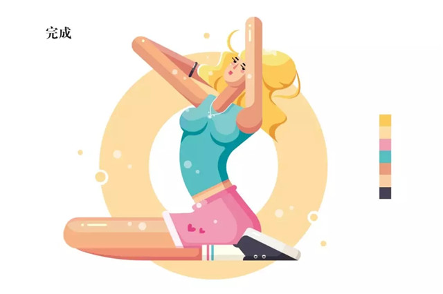 多层次光影扁平风sexy girl插画图文教程