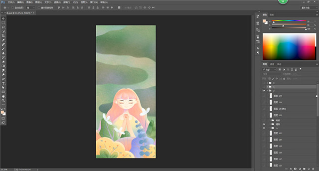 AI+PS绘制小清新风格许愿少女手机壁纸图文教程